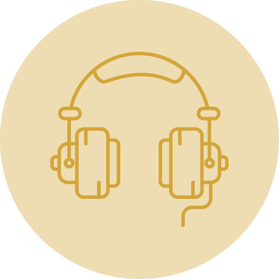 Headphone Line Yellow Circle Icon vector