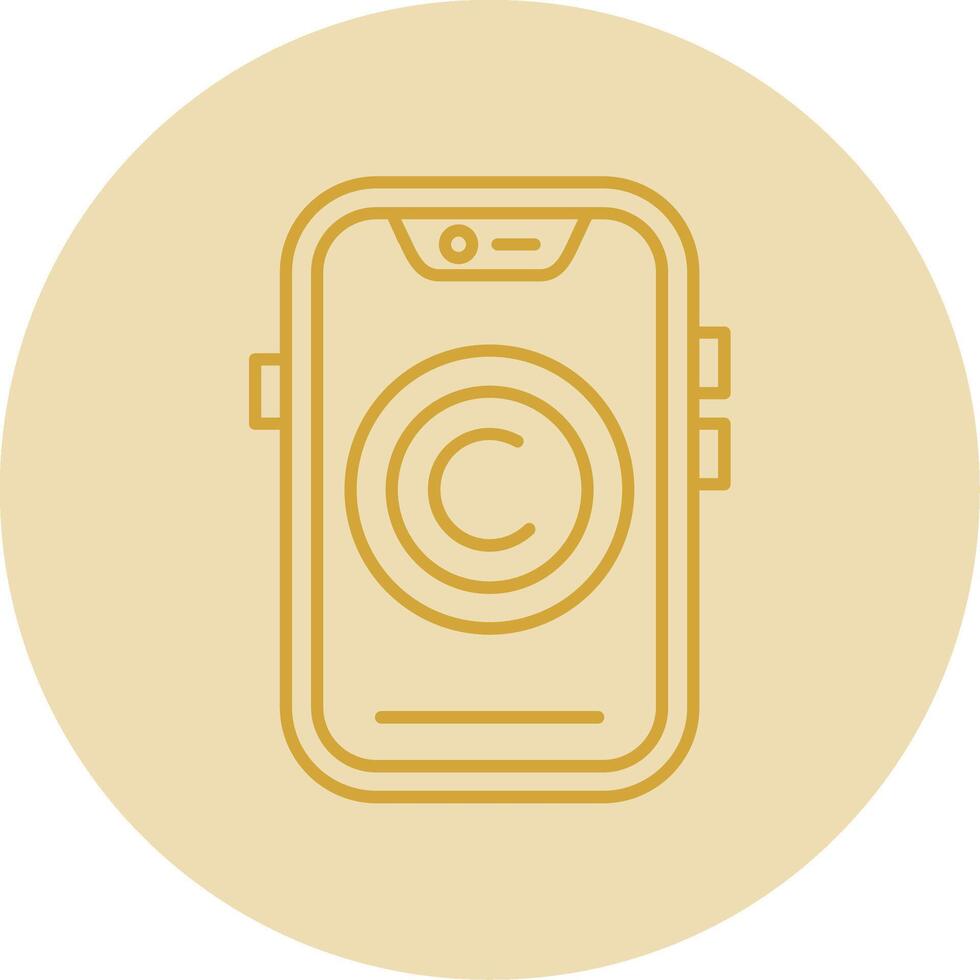 Copyright Line Yellow Circle Icon vector