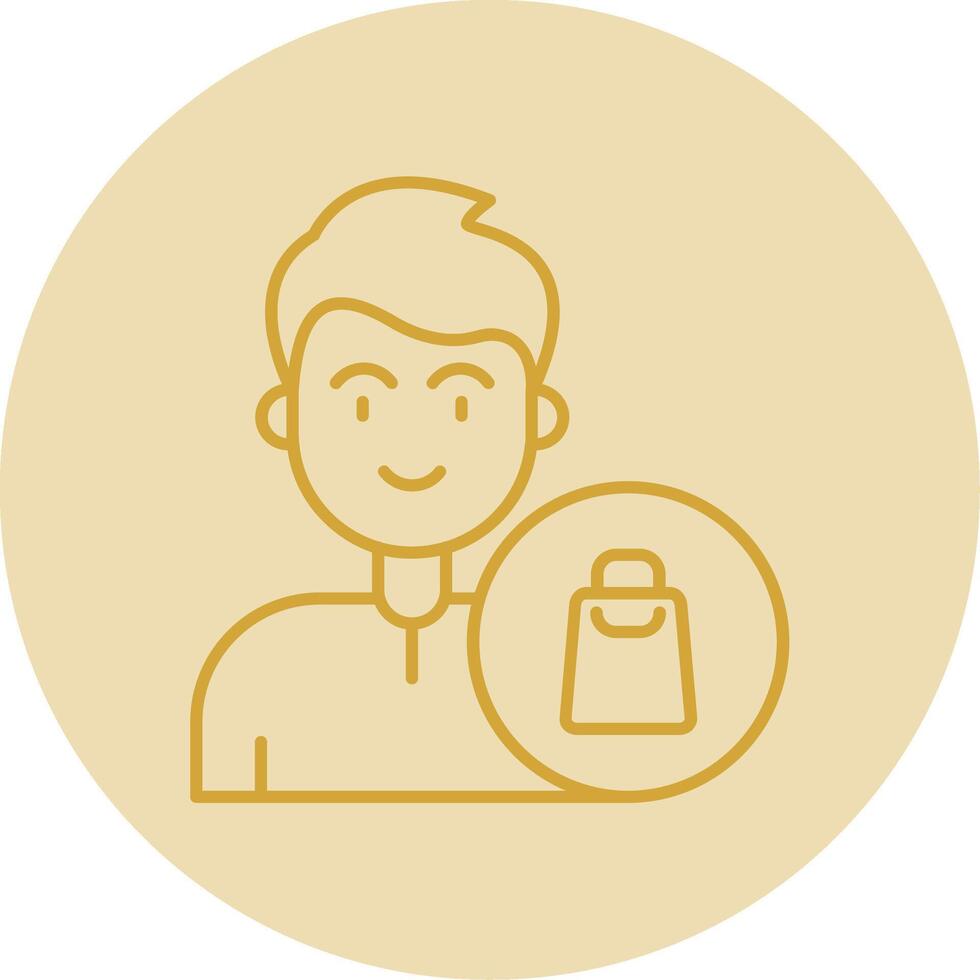 Shopping Line Yellow Circle Icon vector