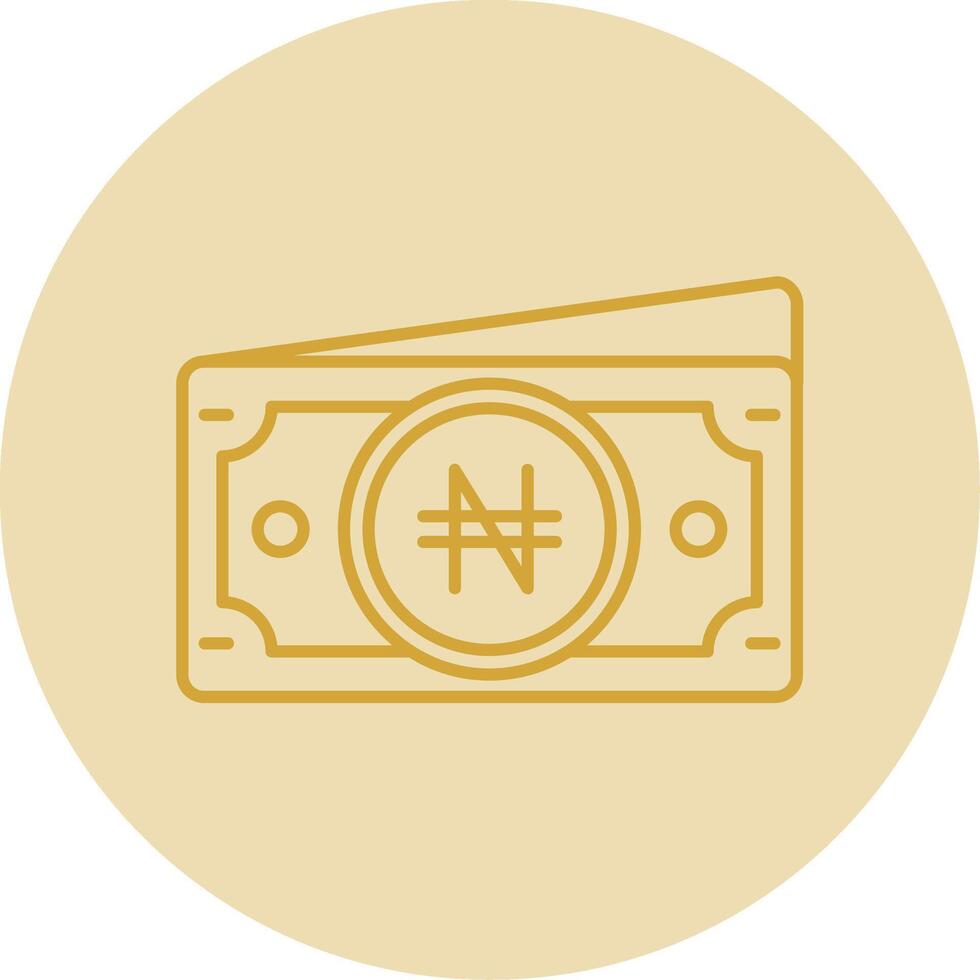 naira línea amarillo circulo icono vector