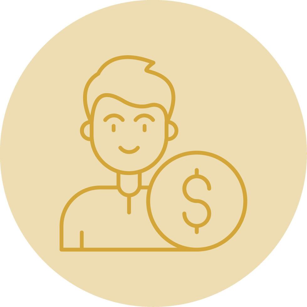 Dollar Line Yellow Circle Icon vector