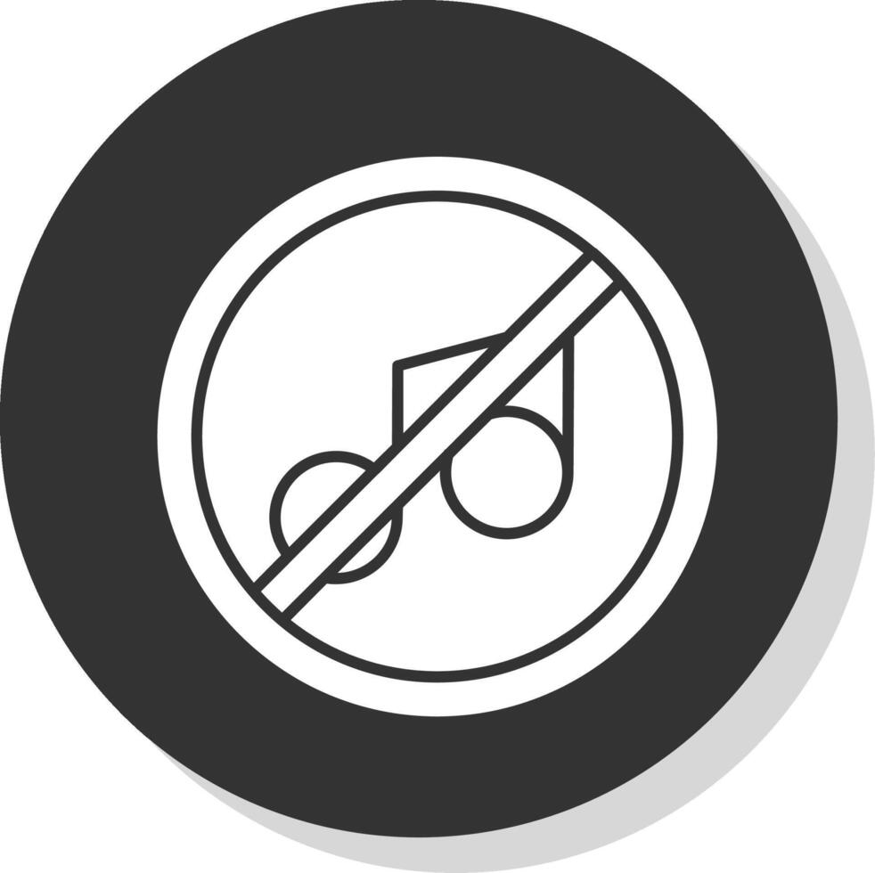 No música glifo gris circulo icono vector