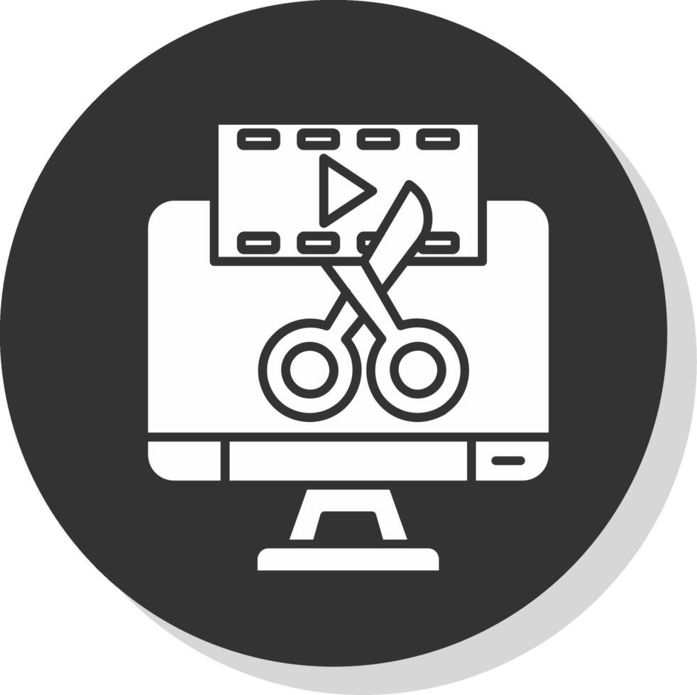 Video editor Glyph Grey Circle Icon vector