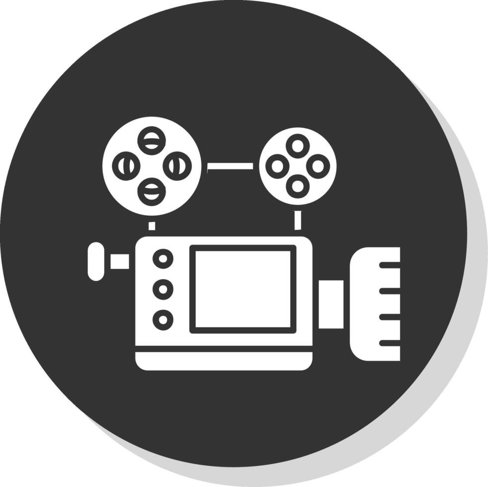 vídeo cámara glifo gris circulo icono vector