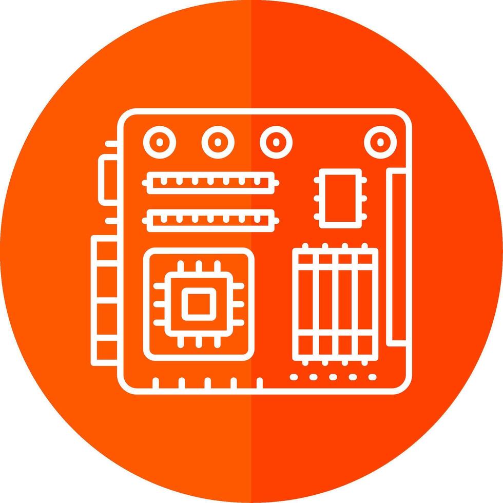 Motherboard Line Red Circle Icon vector