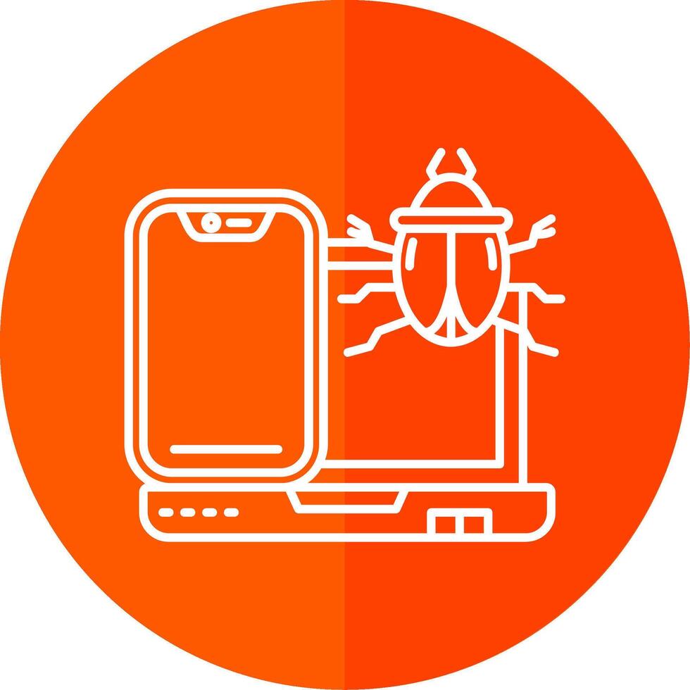 Bug Line Red Circle Icon vector