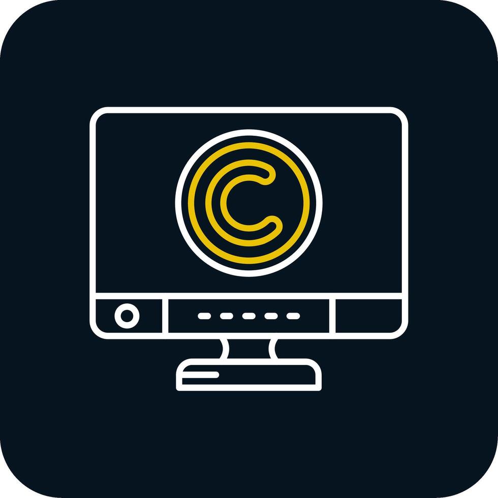 Copyright Line Yellow White Icon vector