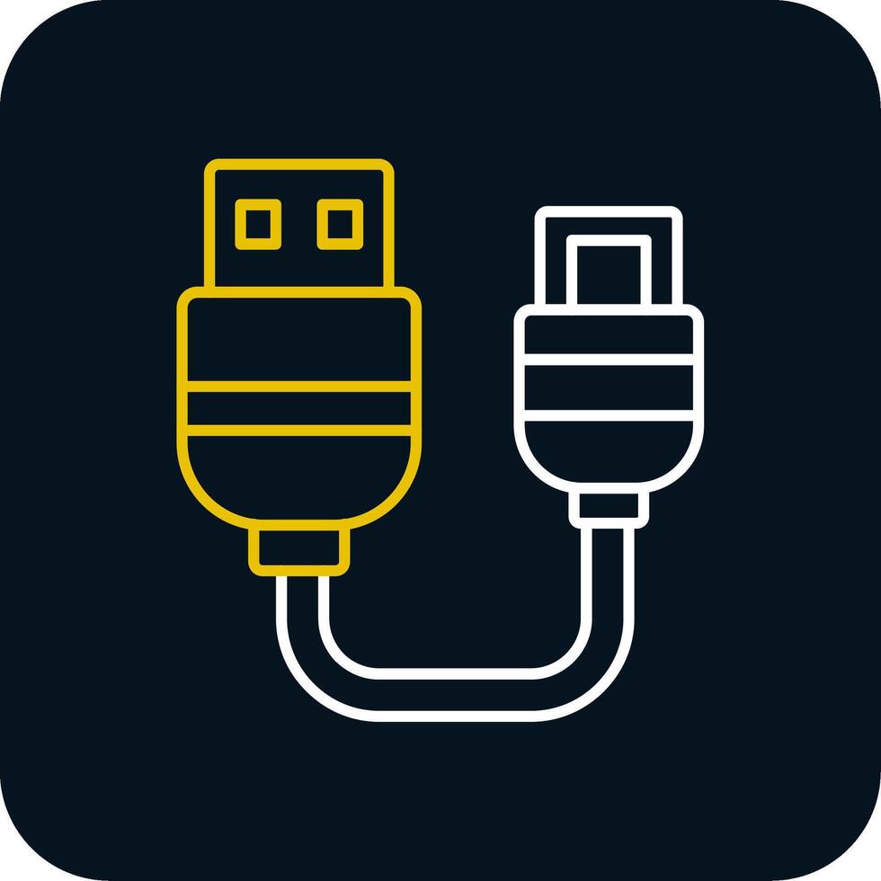 USB línea amarillo blanco icono vector