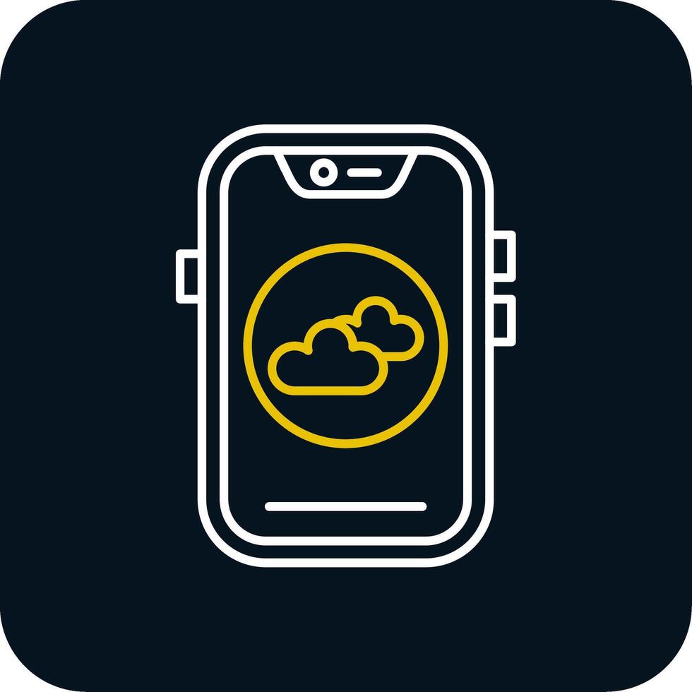 Cloud Line Yellow White Icon vector