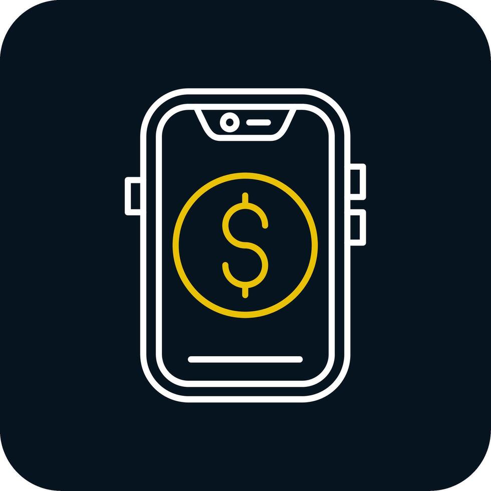 Dollar Line Yellow White Icon vector