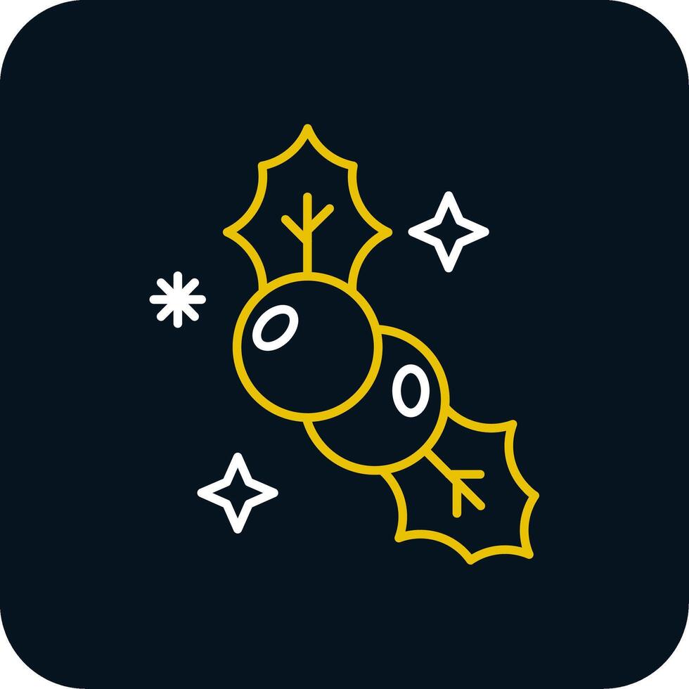 Mistletoe Line Yellow White Icon vector