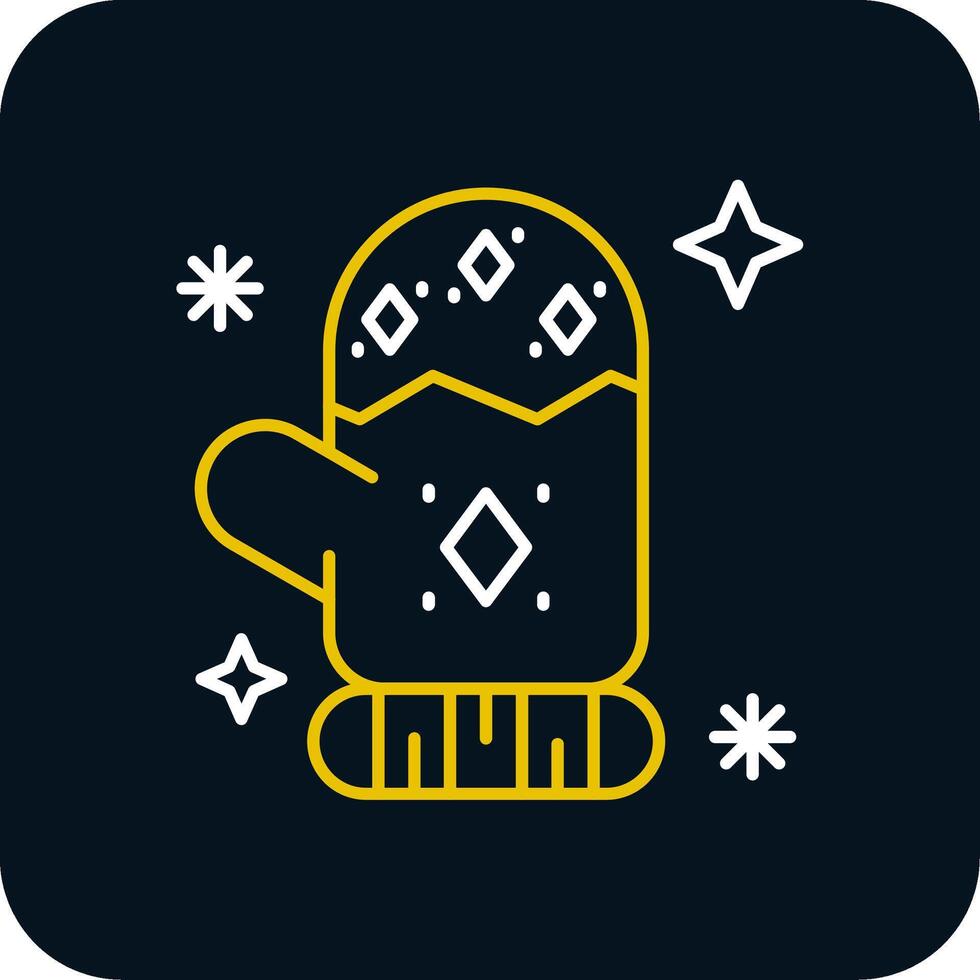 Mitten Line Yellow White Icon vector