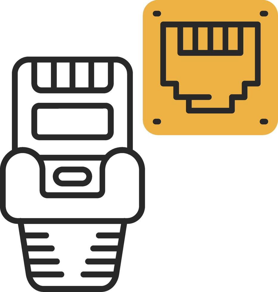 Ethernet Skined Filled Icon vector