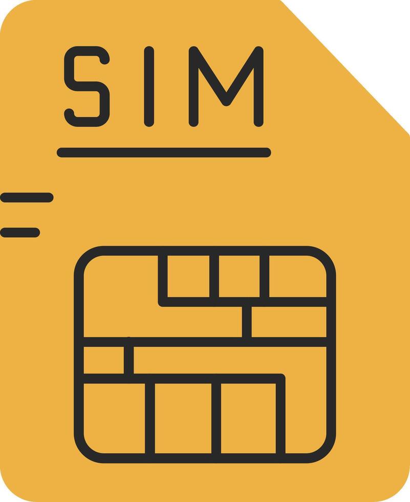 Sim Skined Filled Icon vector