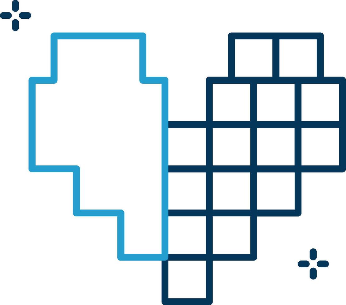 Pixel Line Blue Two Color Icon vector