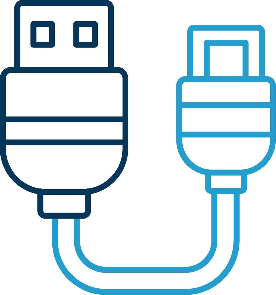 USB línea azul dos color icono vector