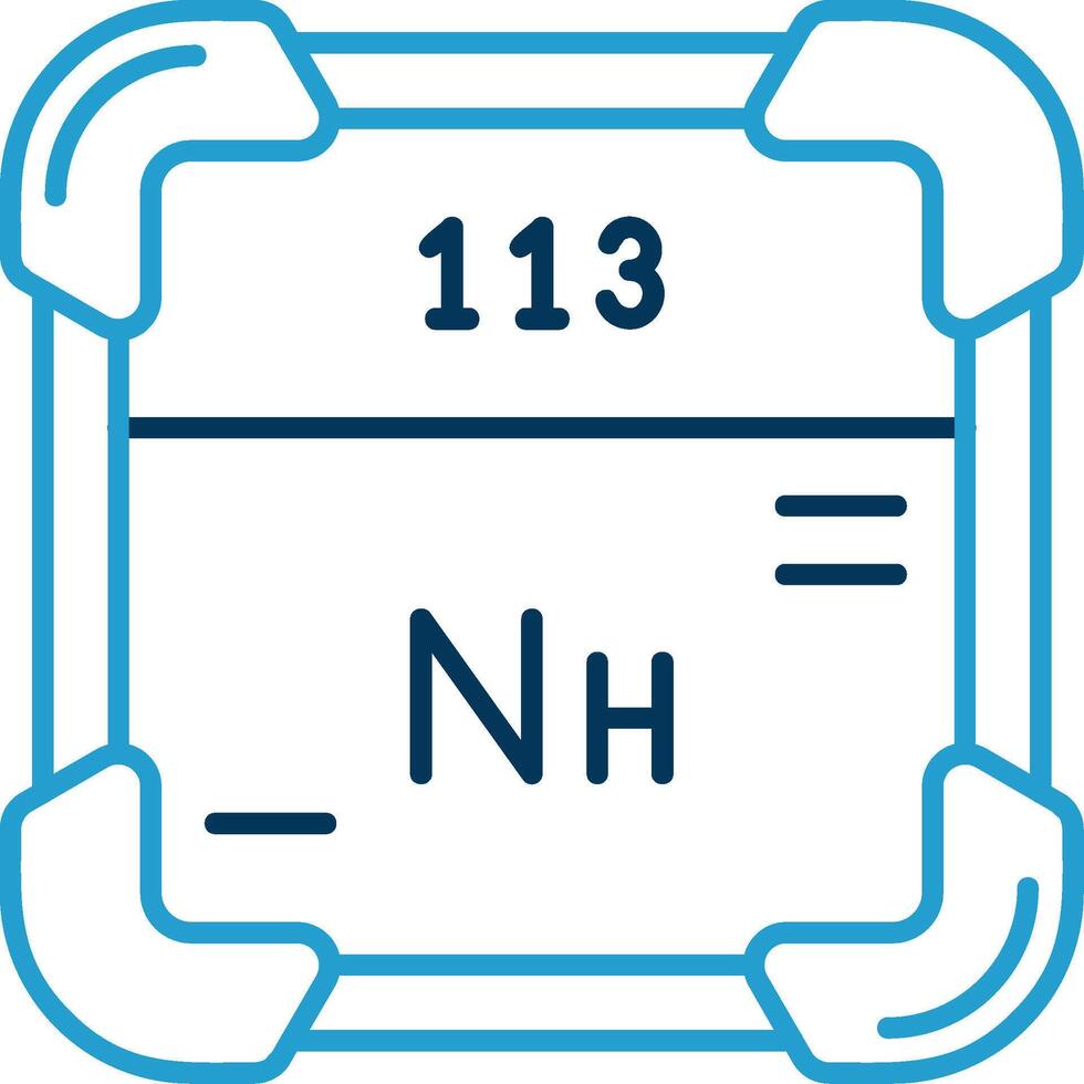 nihonium línea azul dos color icono vector