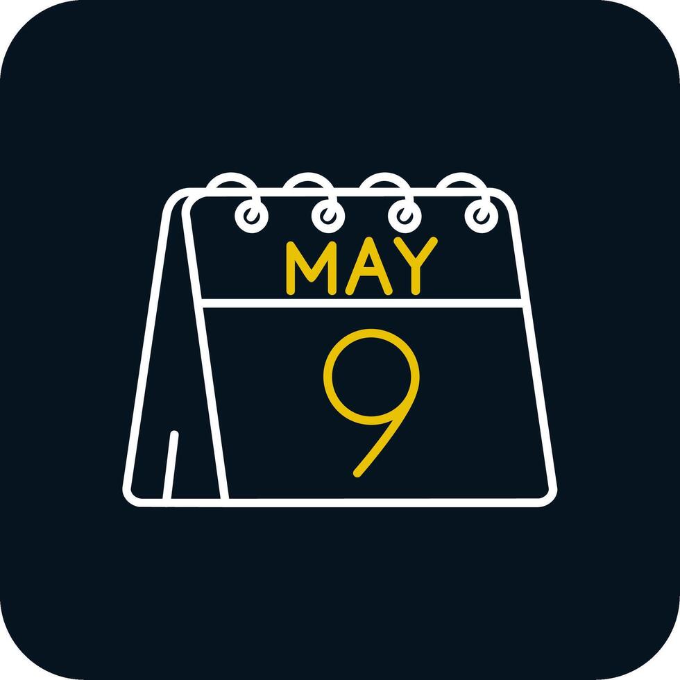 9th of May Line Yellow White Icon vector