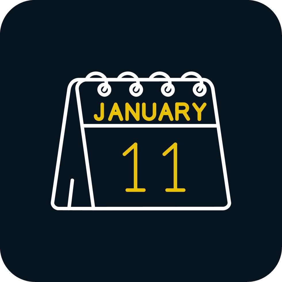 11 de enero línea amarillo blanco icono vector