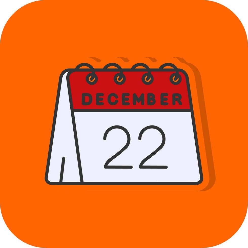 22nd of December Filled Orange background Icon vector