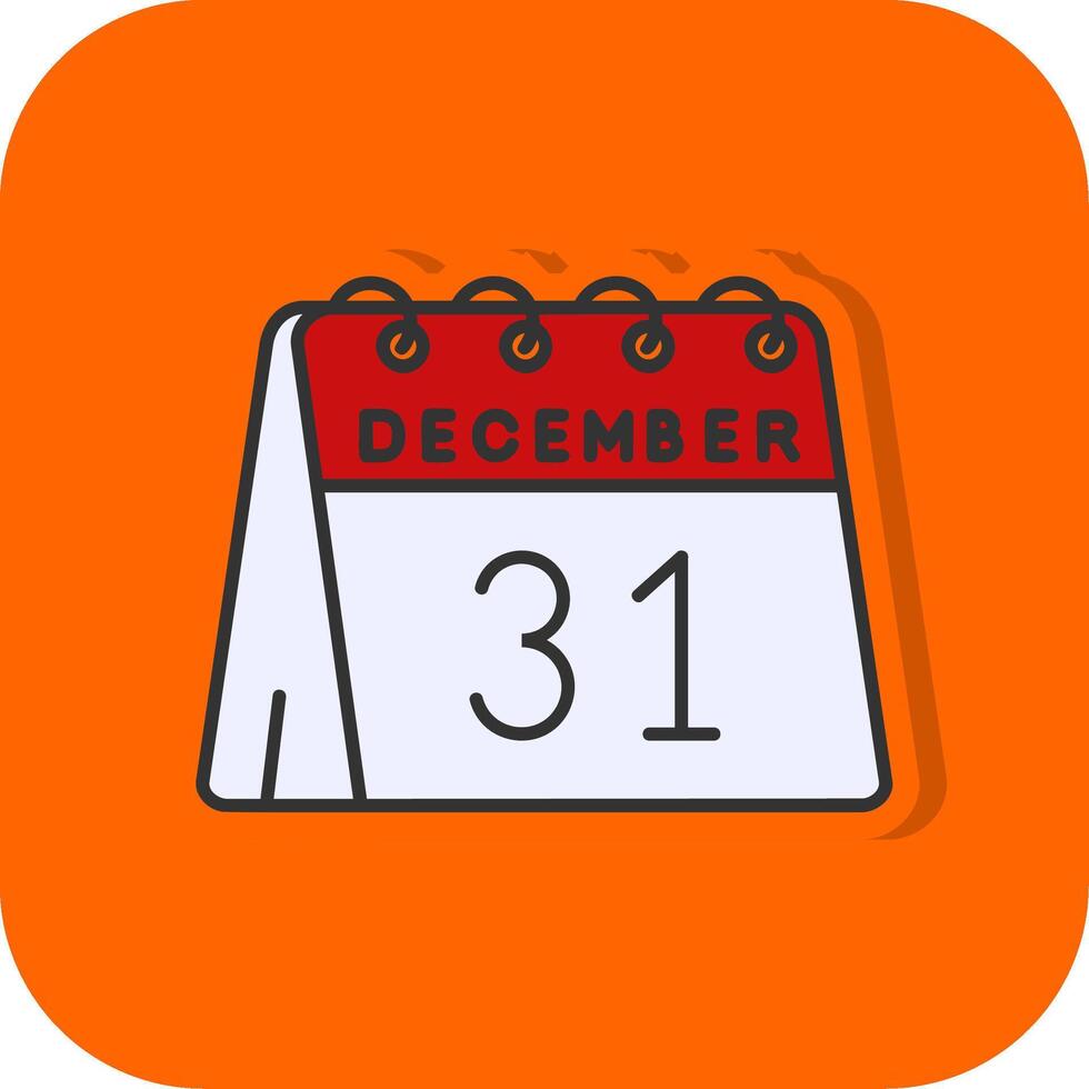 31 de diciembre lleno naranja antecedentes icono vector