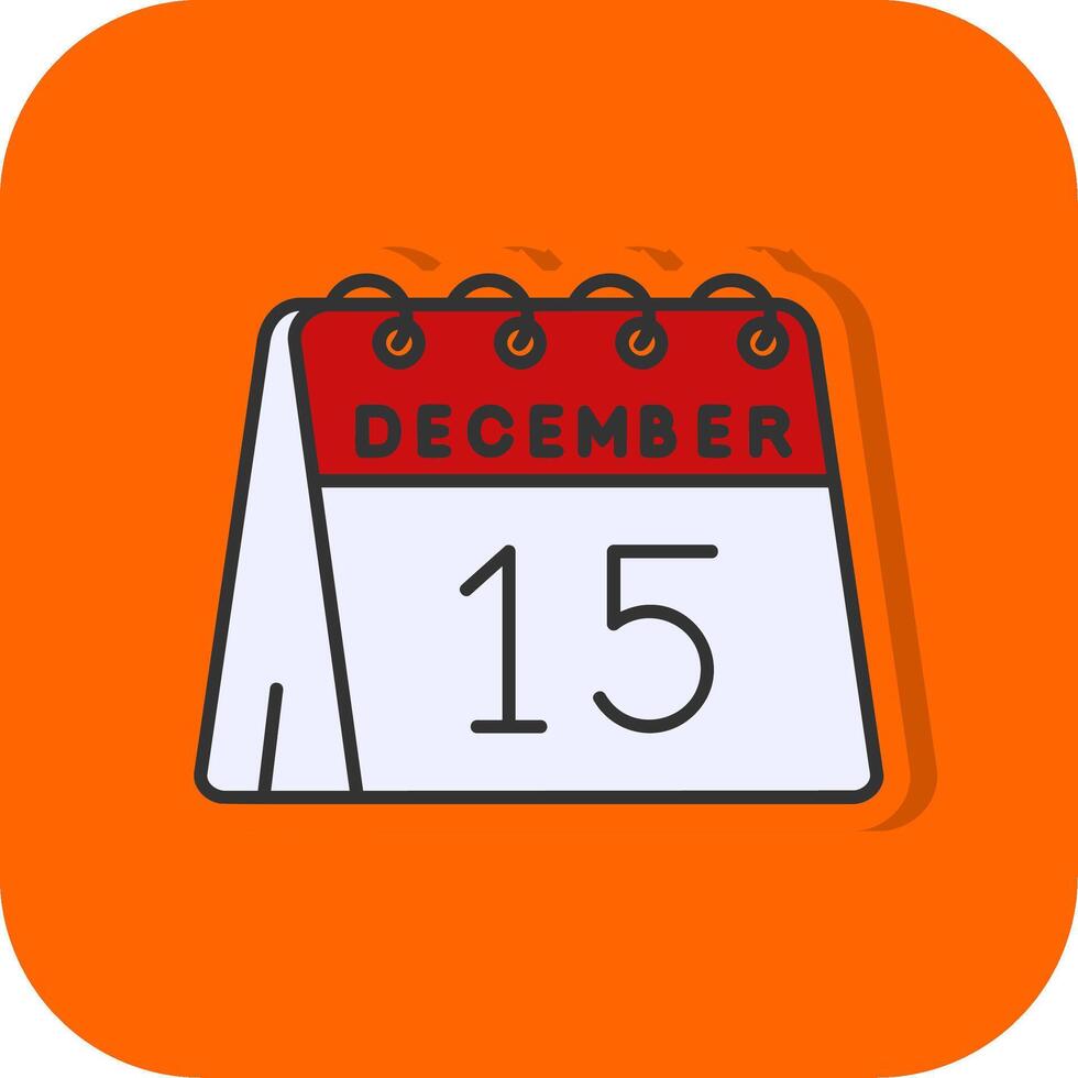 15th of December Filled Orange background Icon vector