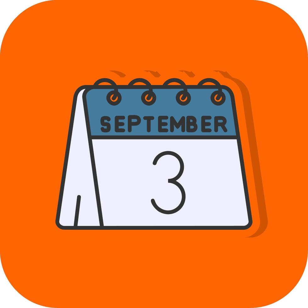 3rd of September Filled Orange background Icon vector