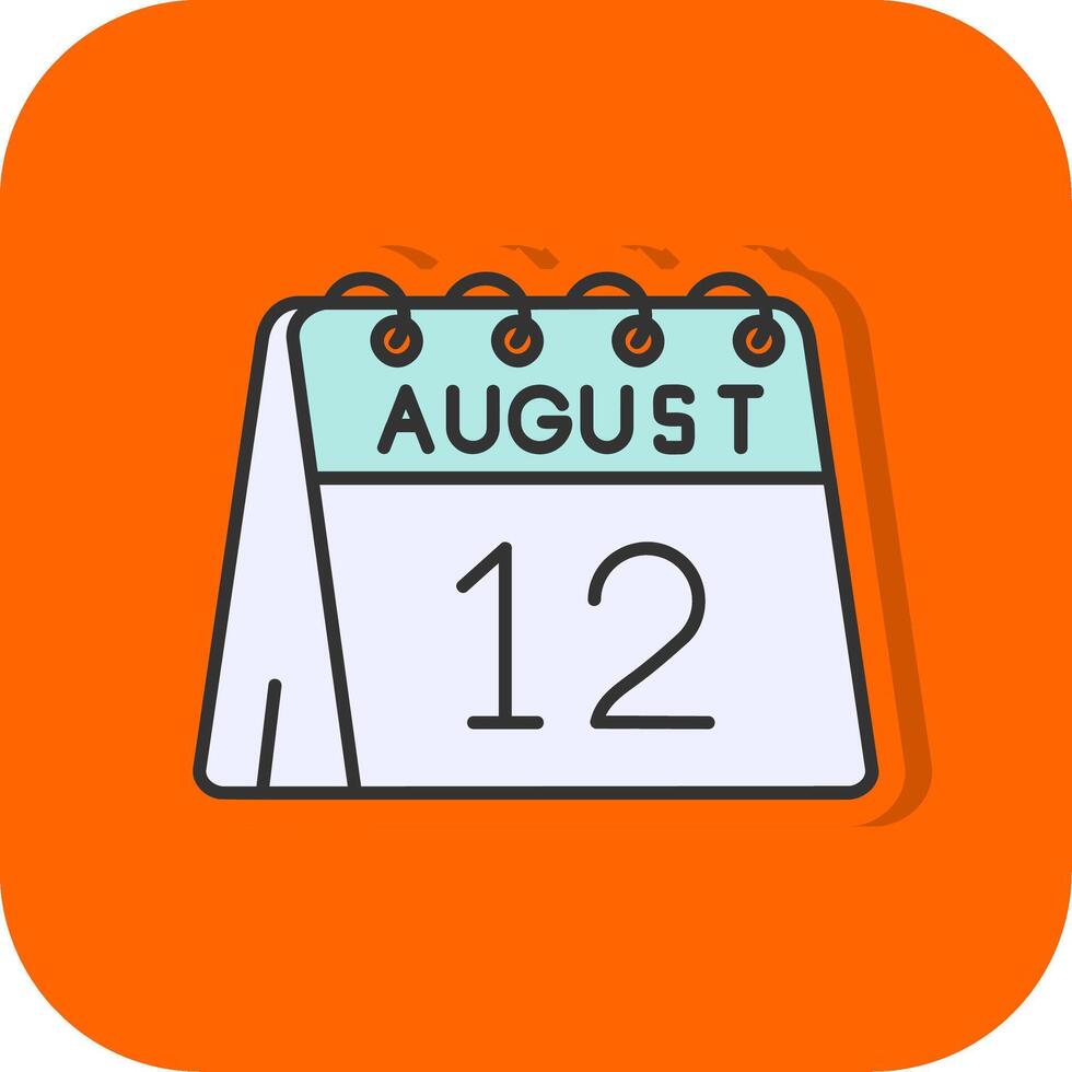 12th of August Filled Orange background Icon vector