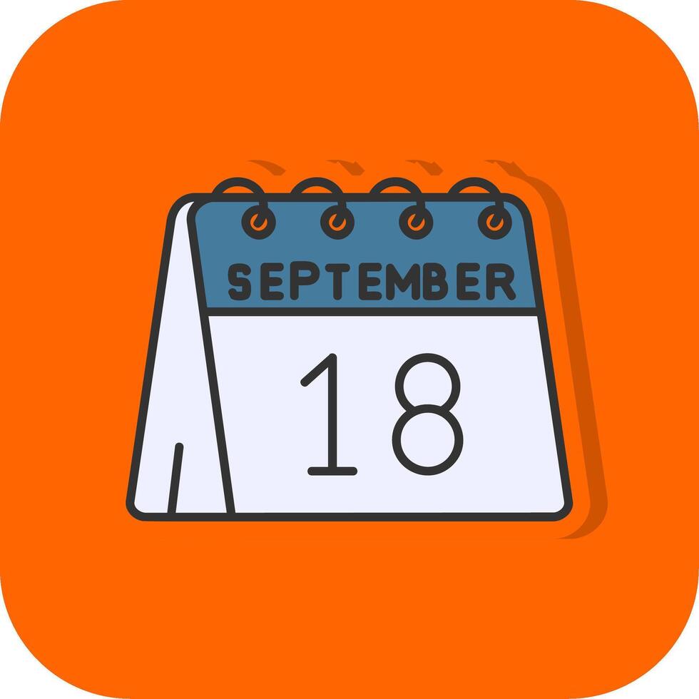 18th of September Filled Orange background Icon vector