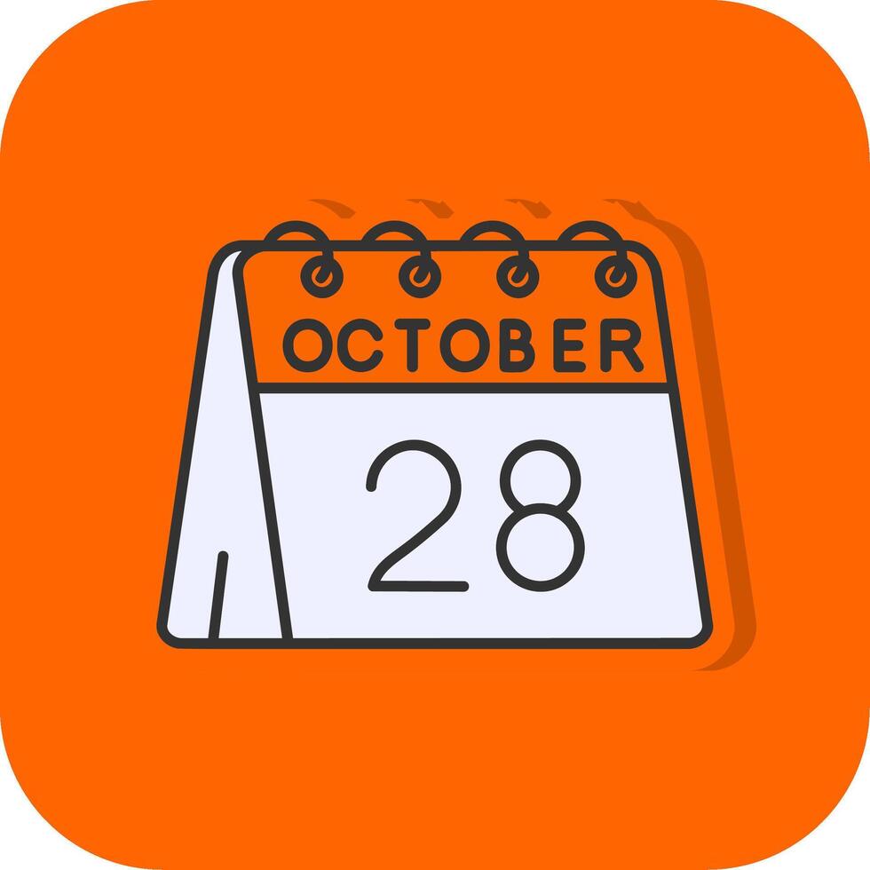 28th of October Filled Orange background Icon vector