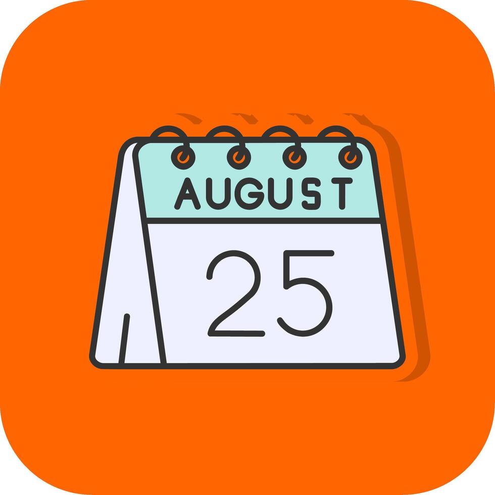 25th of August Filled Orange background Icon vector