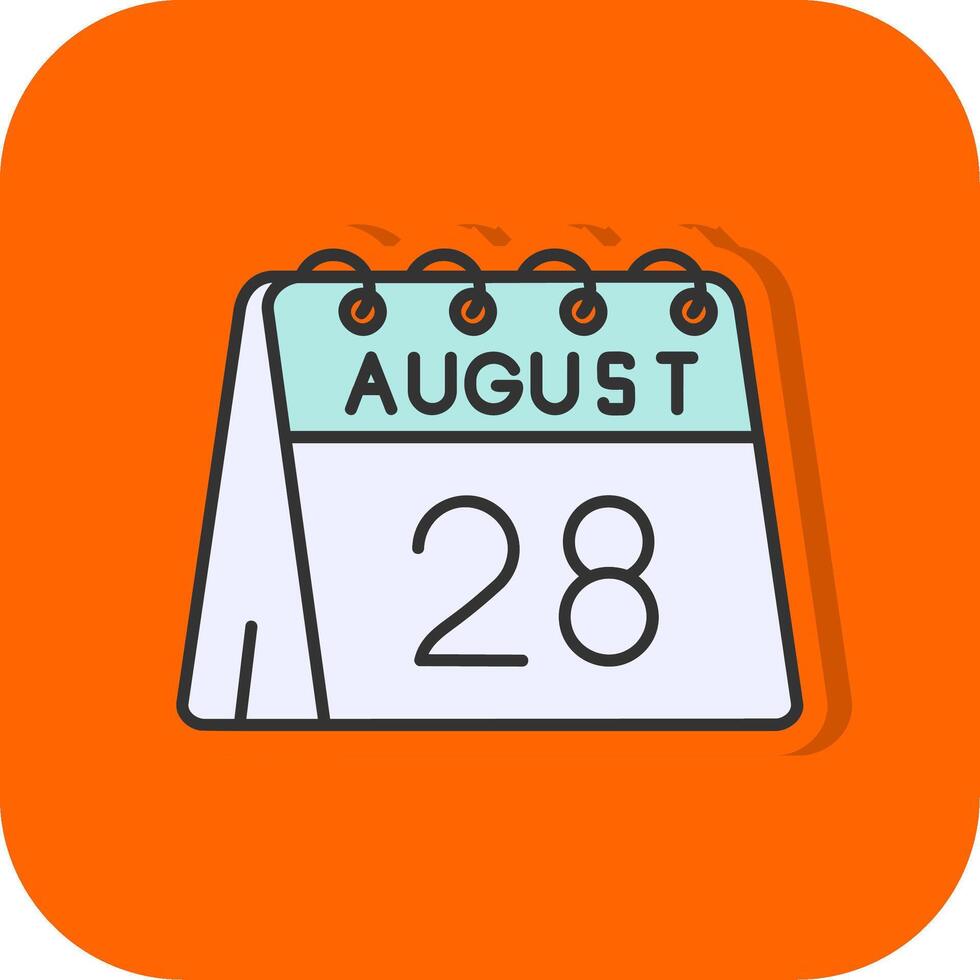 28th of August Filled Orange background Icon vector