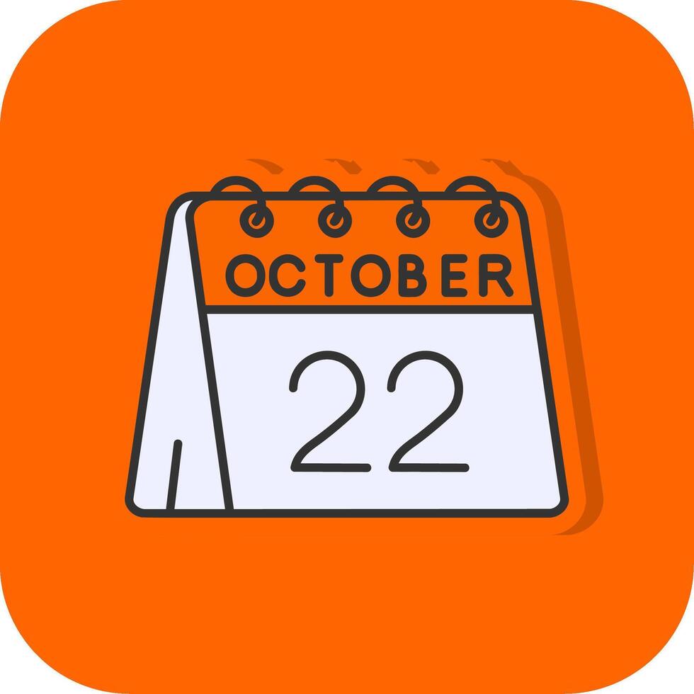 22nd of October Filled Orange background Icon vector