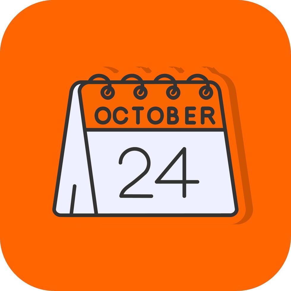 24th of October Filled Orange background Icon vector