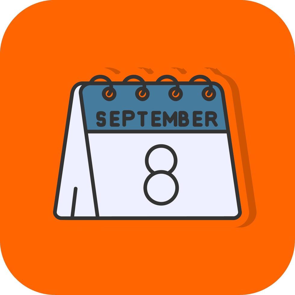 8th of September Filled Orange background Icon vector