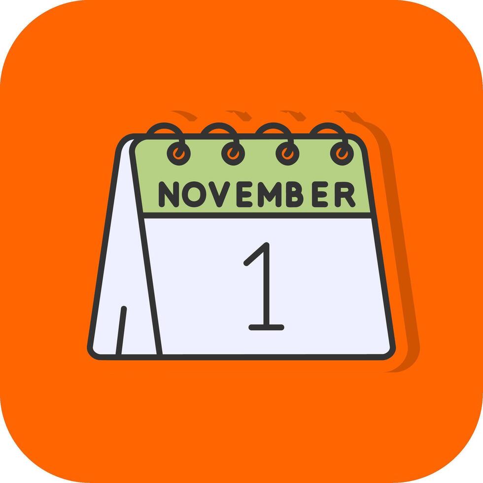 1st of November Filled Orange background Icon vector