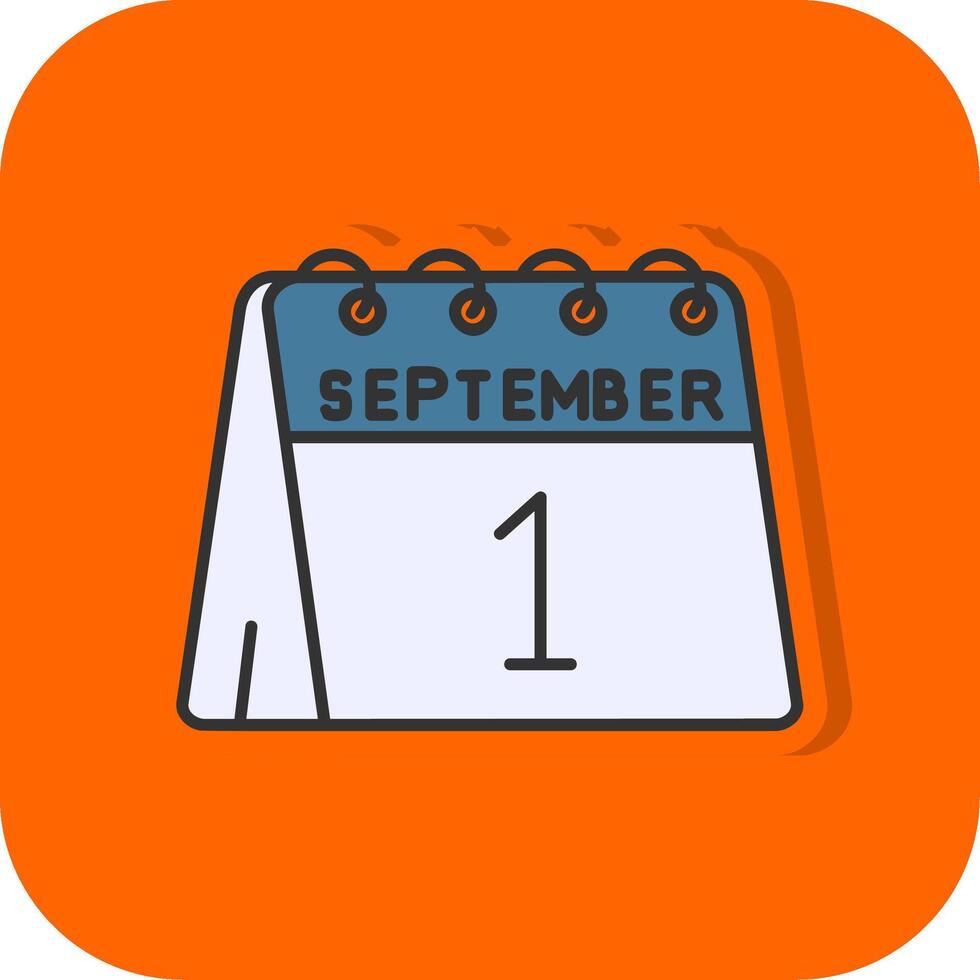 1st of September Filled Orange background Icon vector