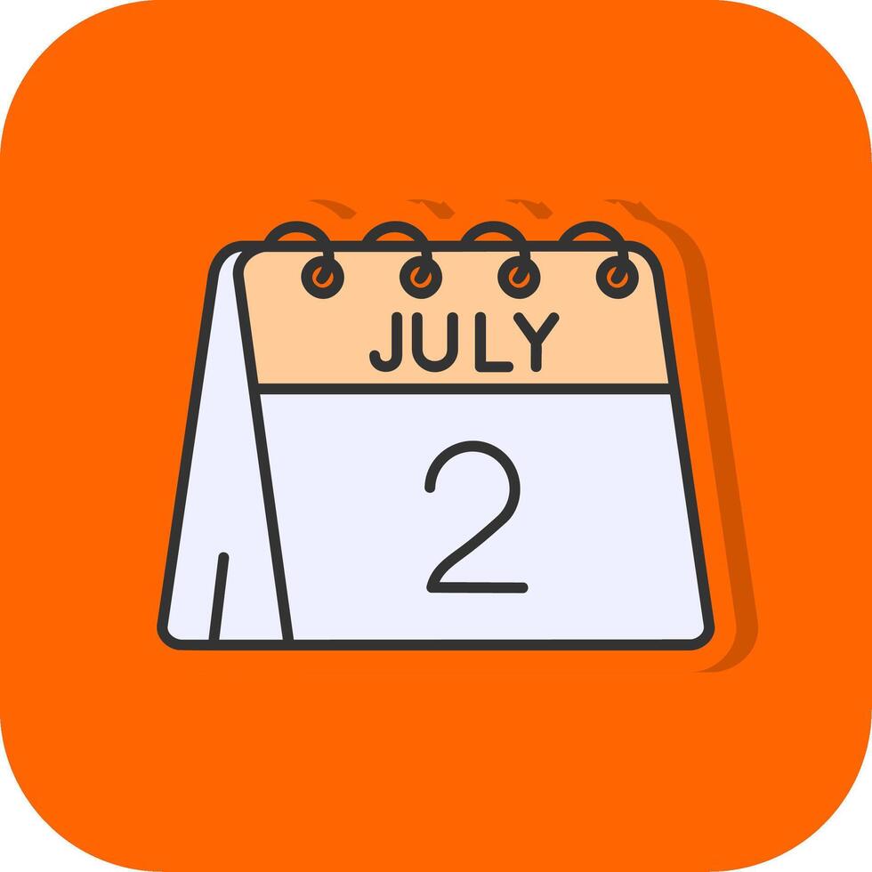 2nd of July Filled Orange background Icon vector