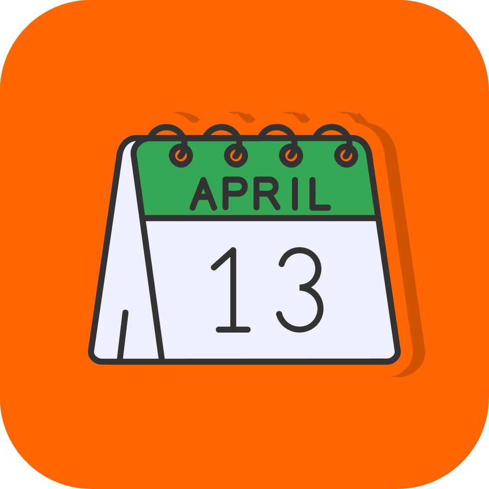 13th of April Filled Orange background Icon vector