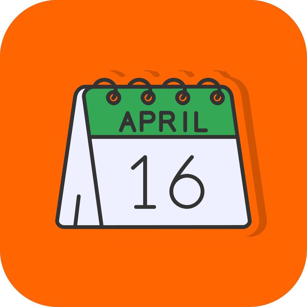 16th of April Filled Orange background Icon vector