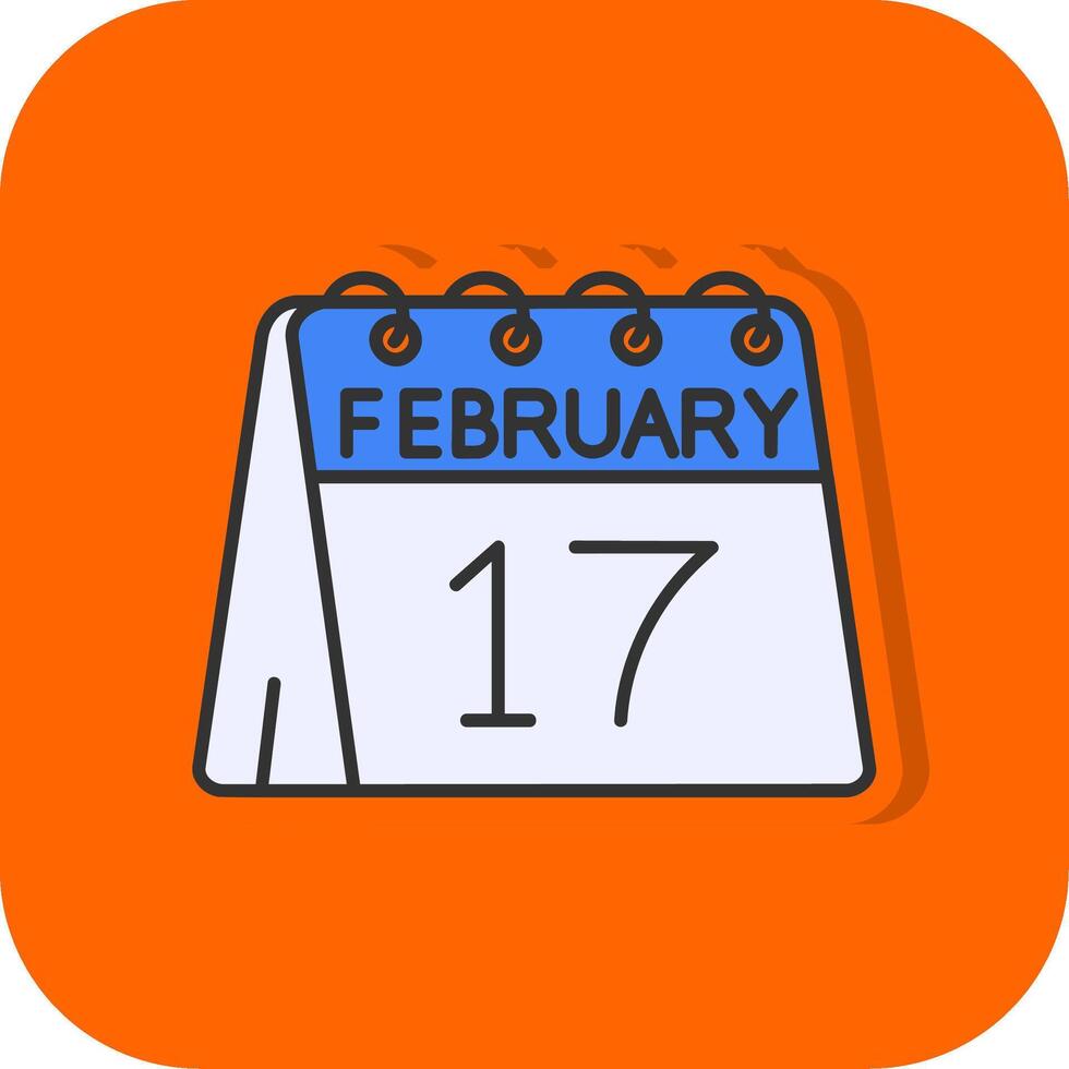 17th of February Filled Orange background Icon vector