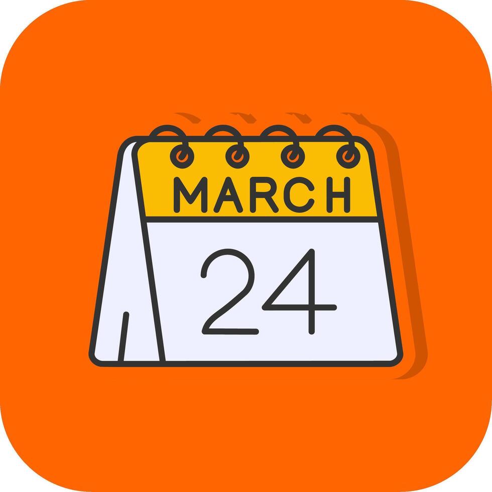 24th of March Filled Orange background Icon vector