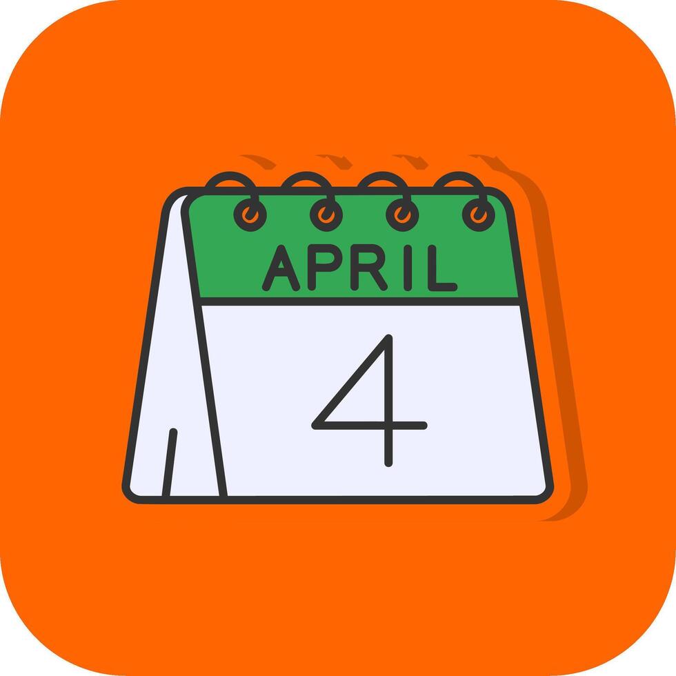 4th of April Filled Orange background Icon vector