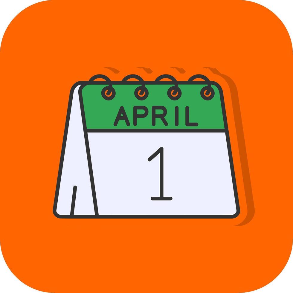 Primero de abril lleno naranja antecedentes icono vector