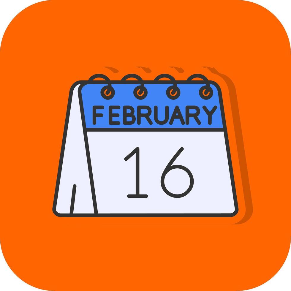 16th of February Filled Orange background Icon vector
