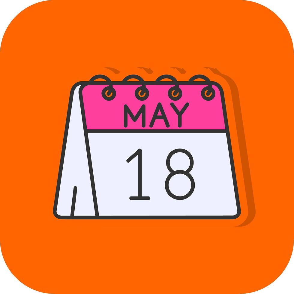 18th of May Filled Orange background Icon vector