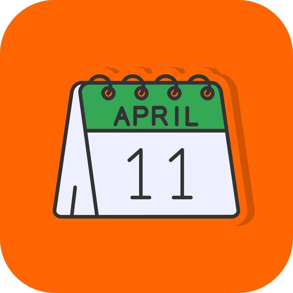 11th of April Filled Orange background Icon vector