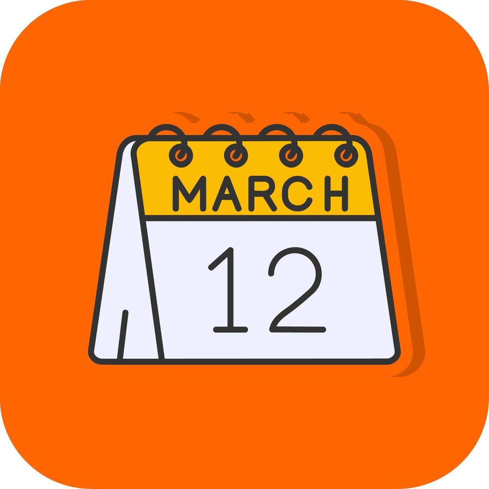 12th of March Filled Orange background Icon vector