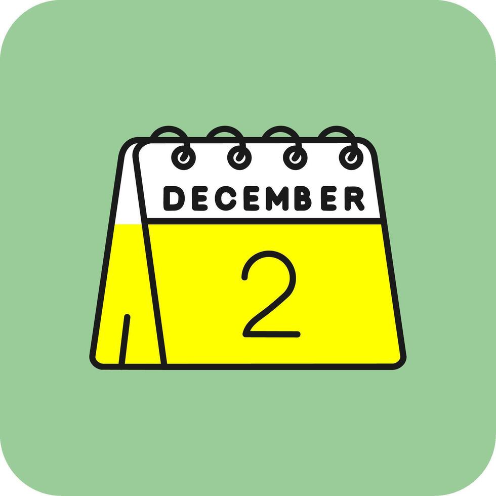 2nd of December Filled Yellow Icon vector
