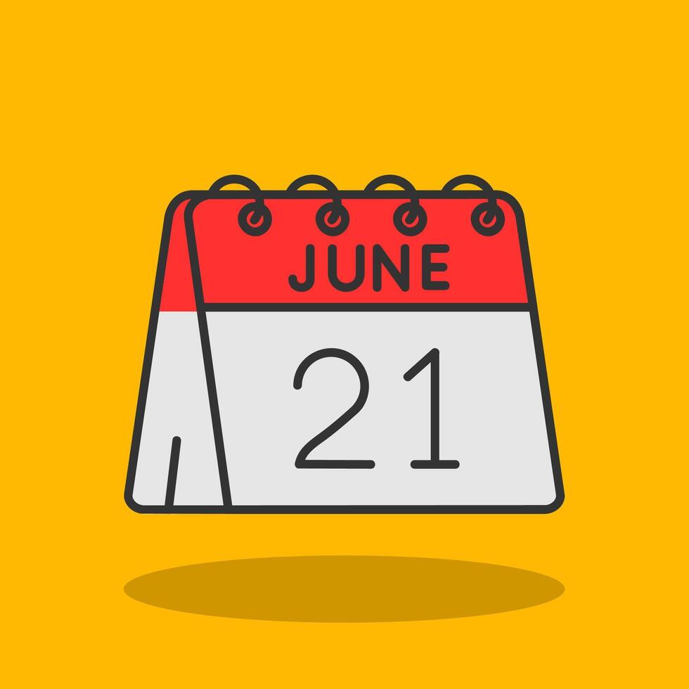 21st of June Filled Shadow Icon vector